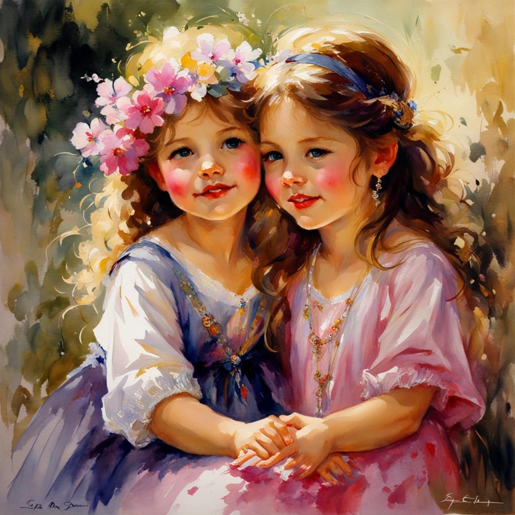 Heartwarming Friendship Watercolor Painting