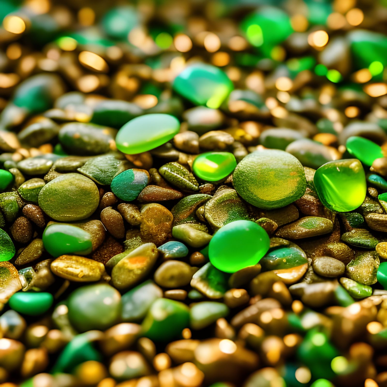 Green Glass Pebbles: Ultra Realistic 8K Photography