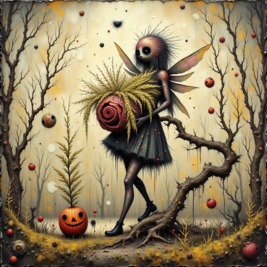 Gothic Fairy in John Bauer Style