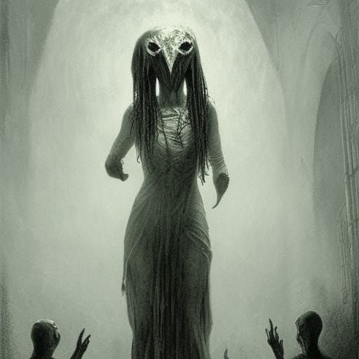 Terrifying Long-Limbed Being in Horror Art Style