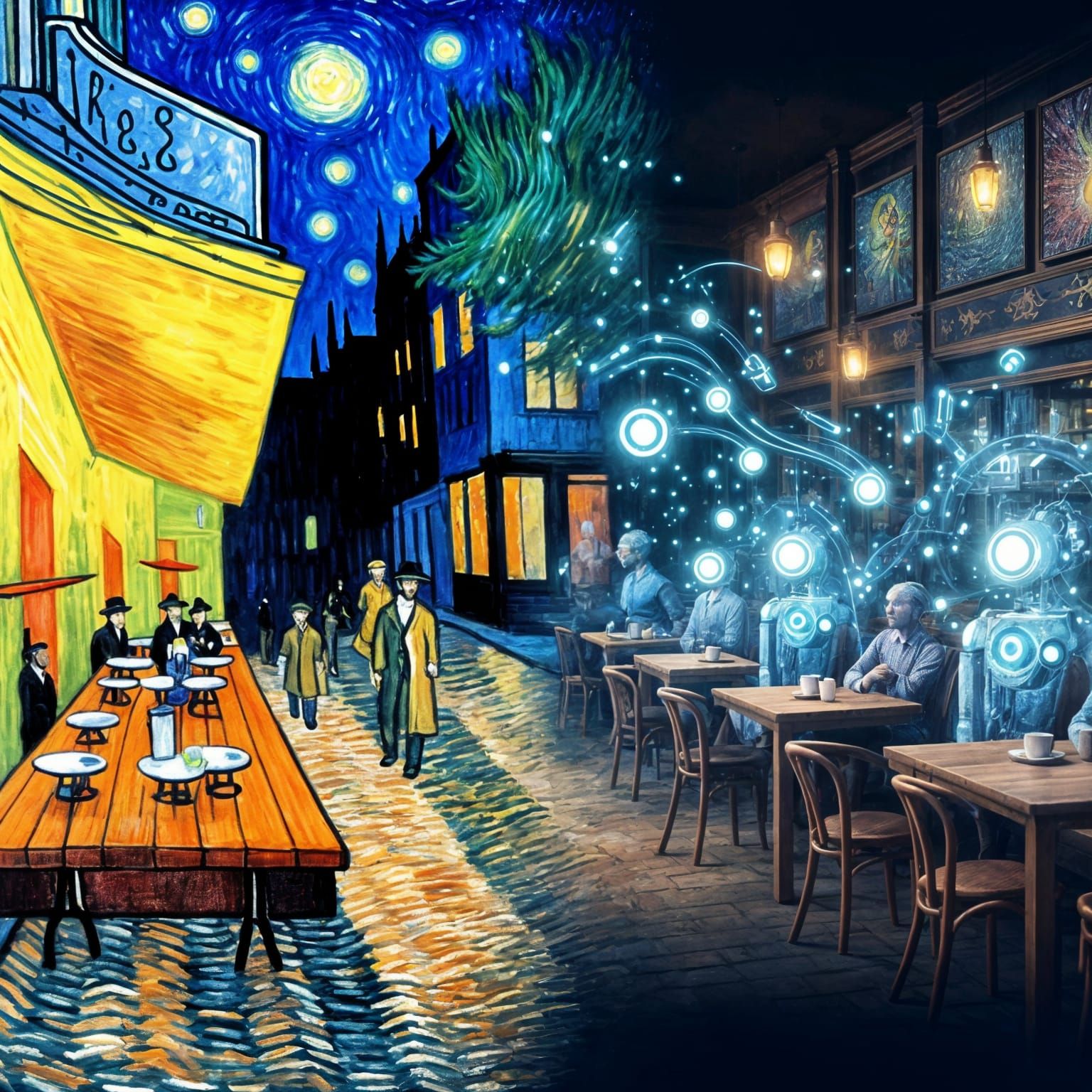 Surreal Van Gogh Cafe Transforms into Futuristic Hub
