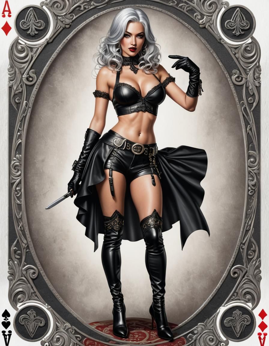Ace of Spades Pinup Girl in Hyperrealistic Style