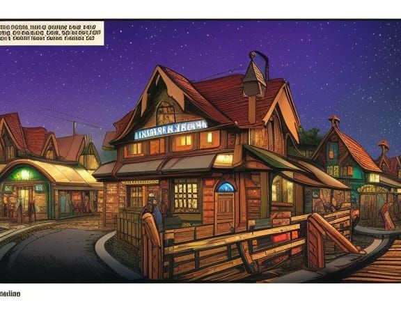 Futuristic Country Village in Comic Book Style