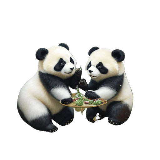 Magical Whimsy of Two Pandas in Enchanted Forest