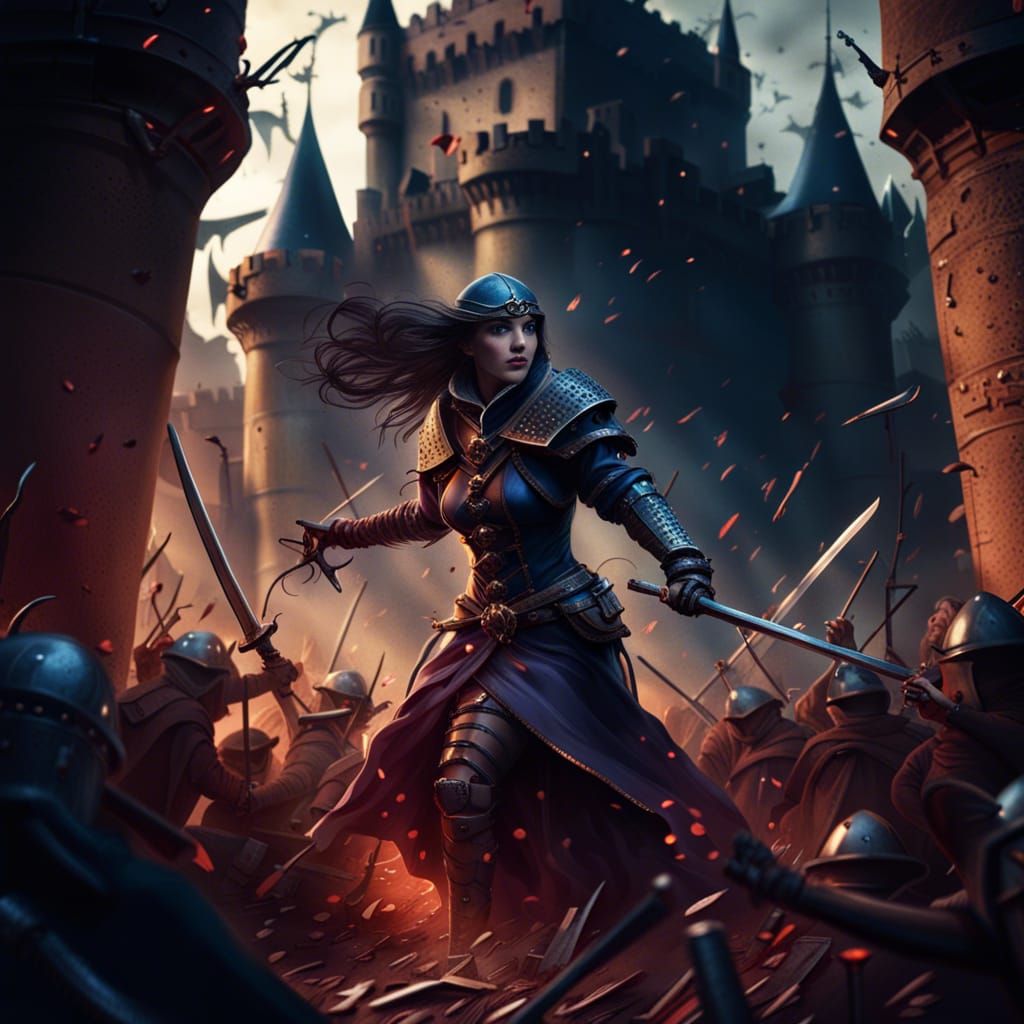 Female Executioner Defends Castle Gate in Detailed Matte Pai...