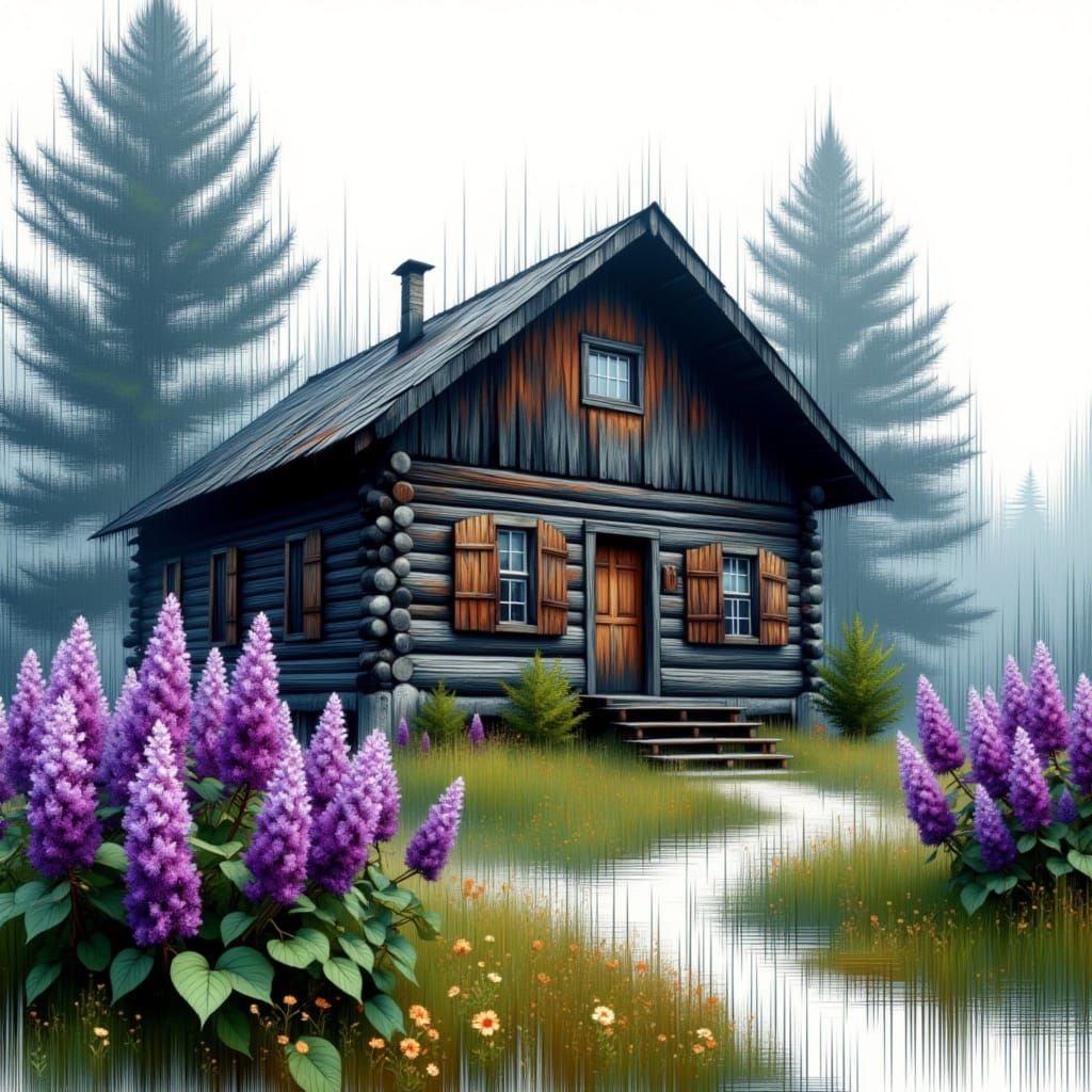 Lilac Bush Cottage in Fog