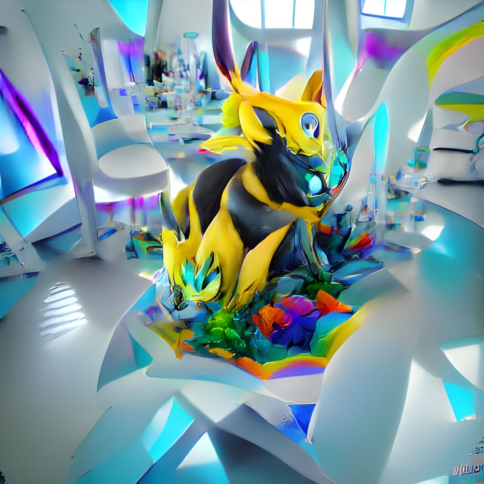 Zeraora in a Colorful Surreal Otherworld