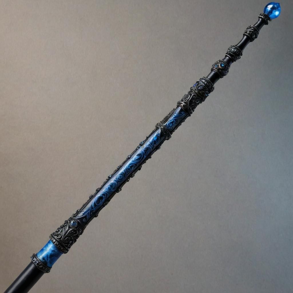 Black Ice Quarterstaff with Blue Leather Binding