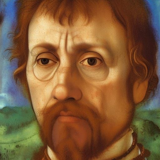 Melancholic Portrait, Holbein, Levitan and Chagall Style