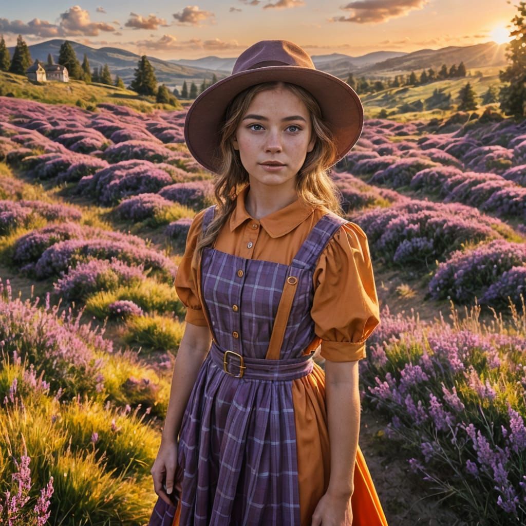 Happy Young Girl in a Vibrant Scottish Landscape