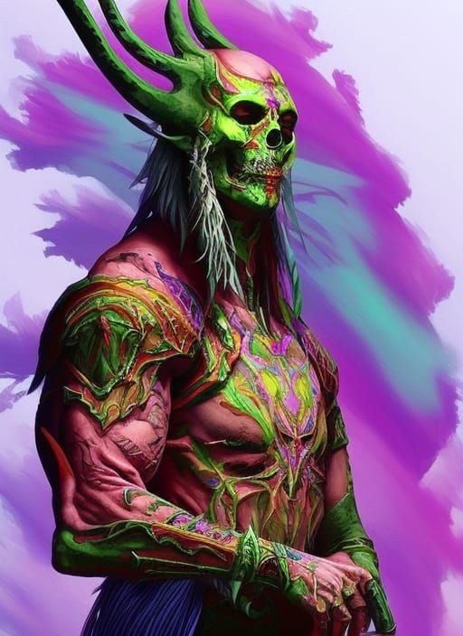 Skeletal Shaman Portrait in Dragoncore Fantasy Style
