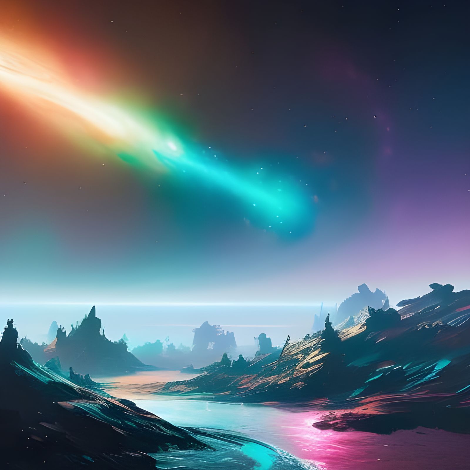 Octopus in Space Amidst Colorful Galaxies