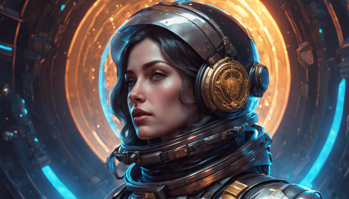 Sleek Space Explorer in Neon Nebula