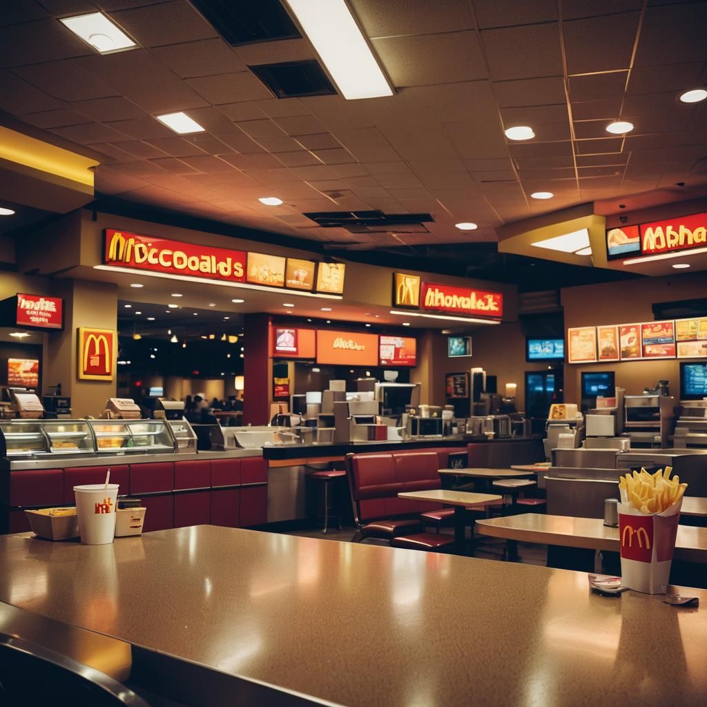 Neon McDonald's at Night: Desert Sunset Photography