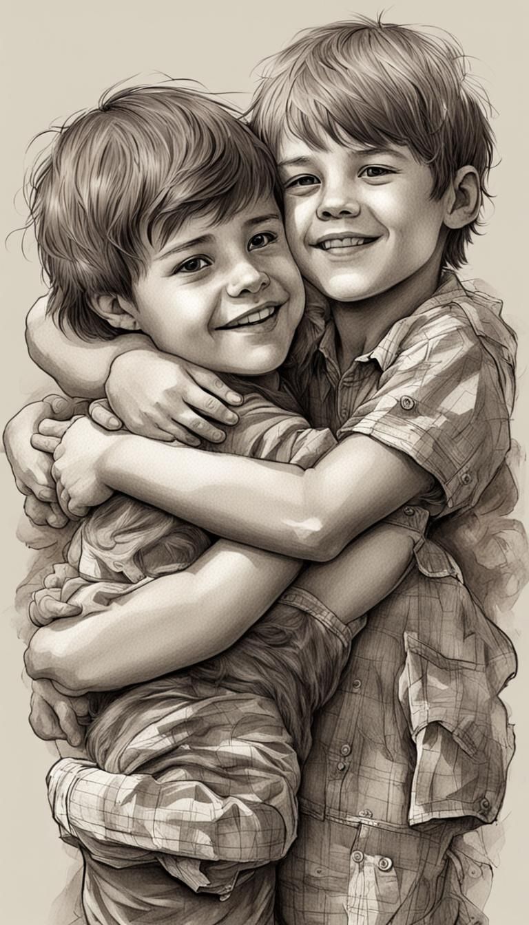Heartwarming Sibling Embrace on Big Hug Day