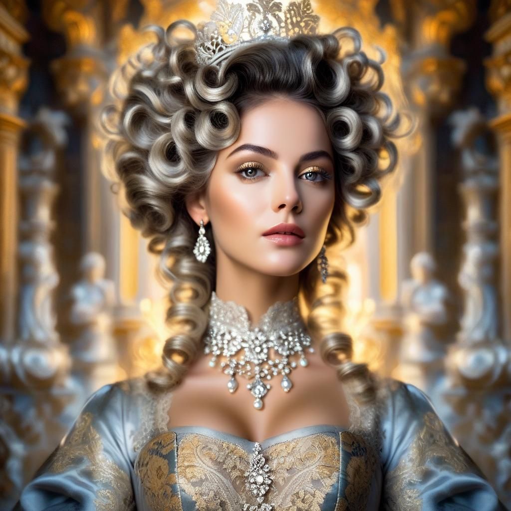 Courtesan in Opulent Versailles: Baroque Oil Painting