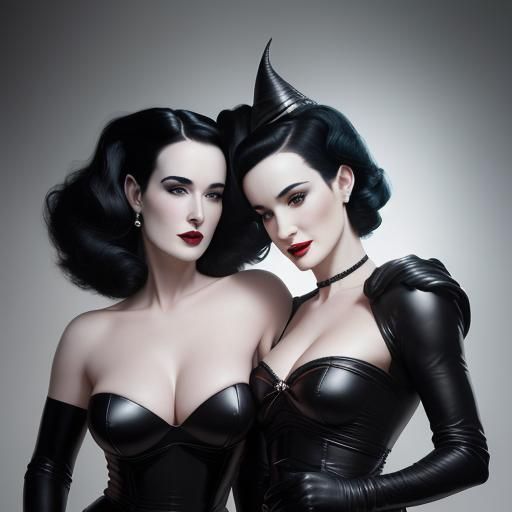 Robyn Dominique and Dita von Teese: Leather Gown Portrait