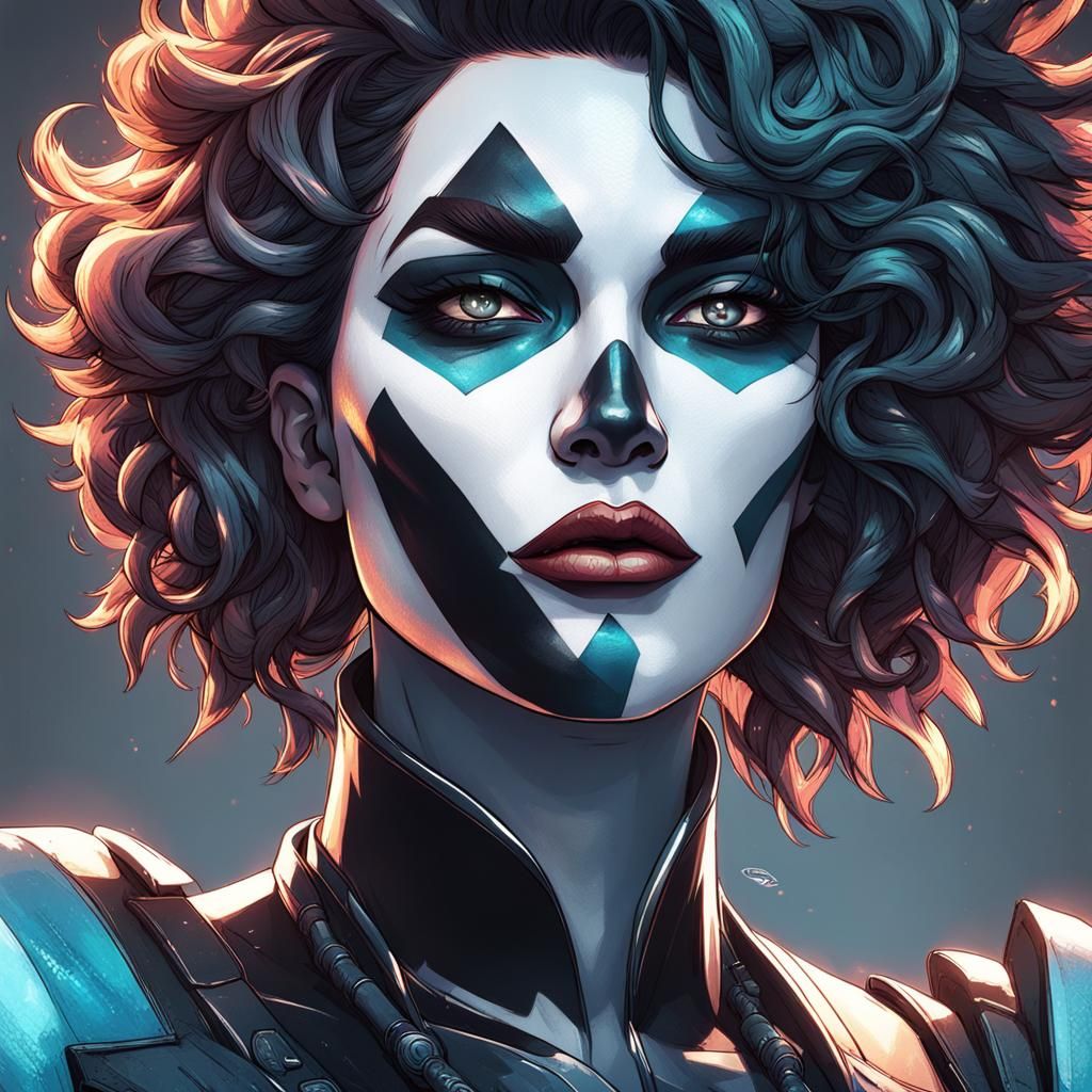 Comic Portrait of Domino Blowing a Kiss