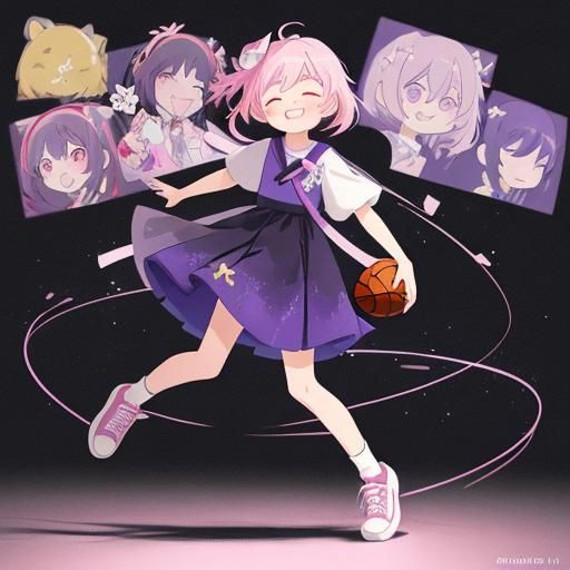 Cute Anime Girl in 3D Pop Art Collage