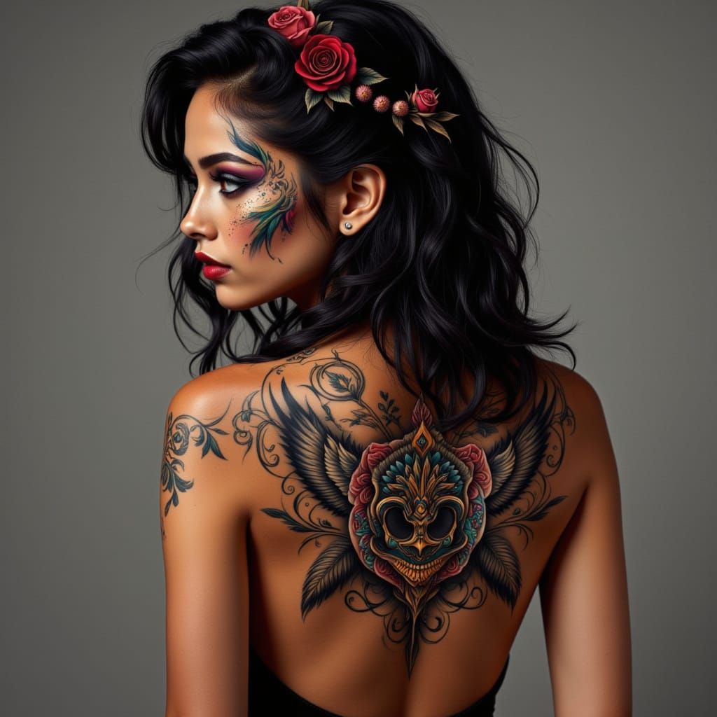 Sugar Skull Tattoo on a Beautiful Woman