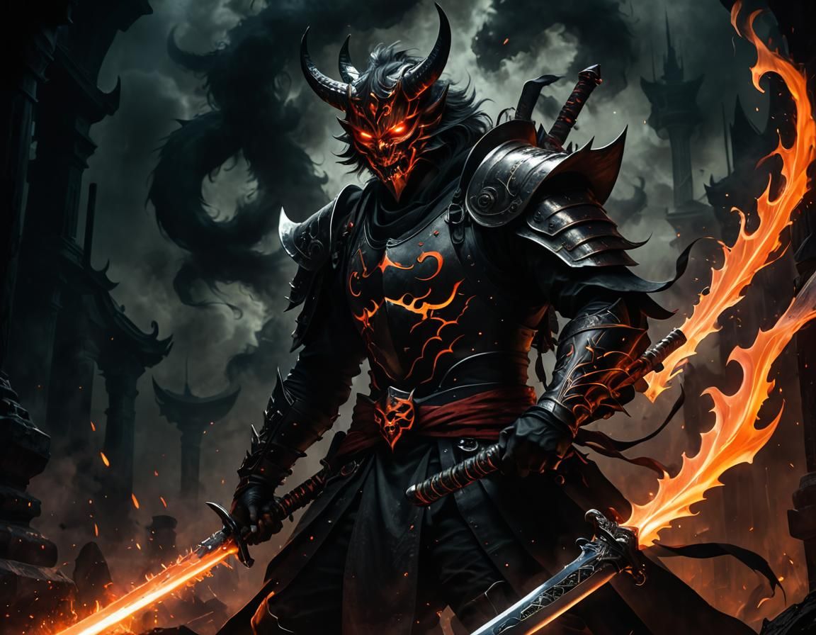 Evil Katana with Jagged Blade in Dark Fantasy Art