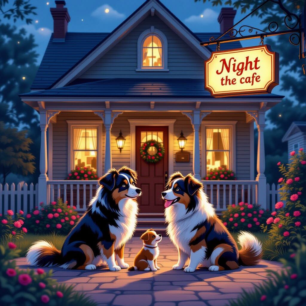 Dogs and Animal Friends Playing, Hyperrealistic 2D Rendering