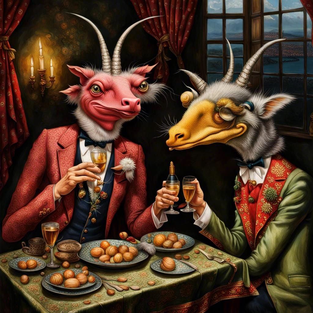 Surreal Alien Restaurant Celebration: Hyperrealistic Photogr...