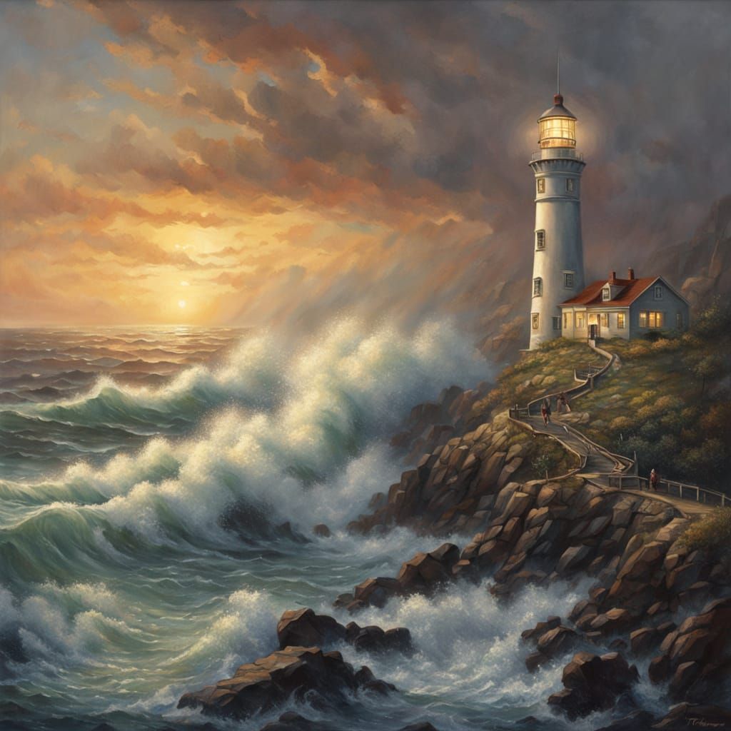 Coastal Lighthouse in Ethereal, Hyper-Realistic Style
