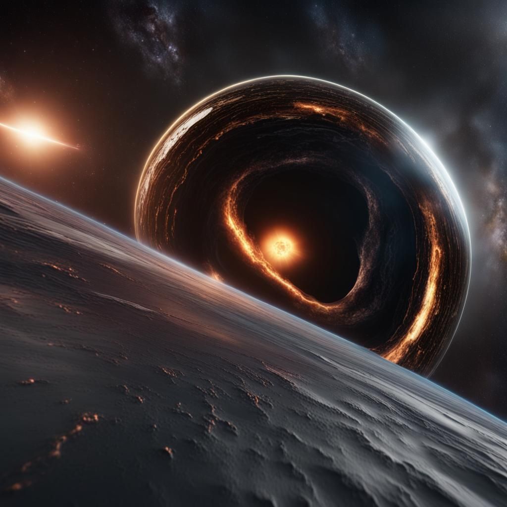 Interstellar Black Hole and Space Station: 8K Art