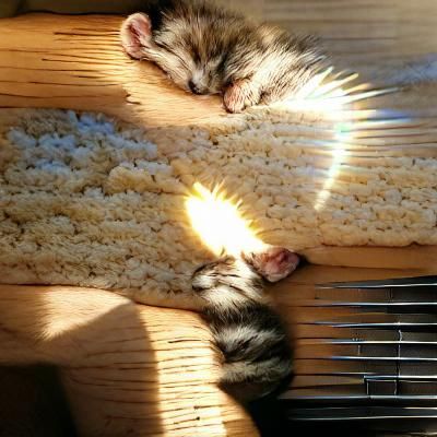 Sleepy Kitten Napping in a Sunbeam