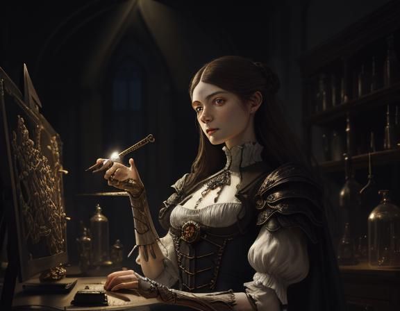 Victorian Anatomist in Laboratory: Sepia-toned Digital Art