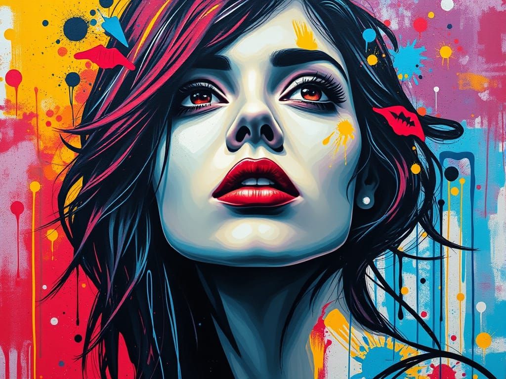 Woman's Portrait in Impossible Graffiti Art Style