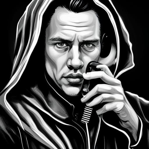 Hyperrealistic Ghost Face with Corded Telephone