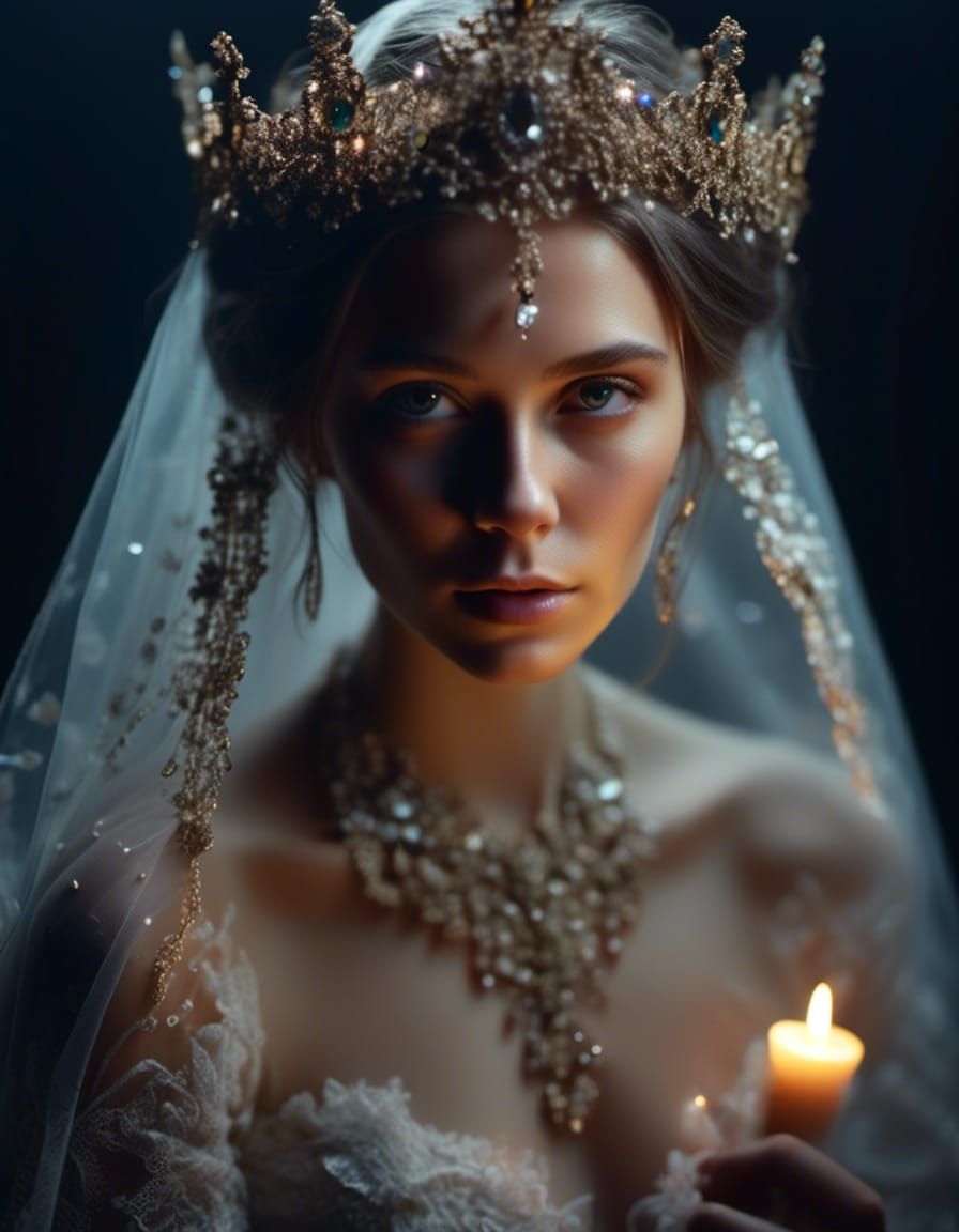 Dark Fantasy Bride with Veil and Tiara