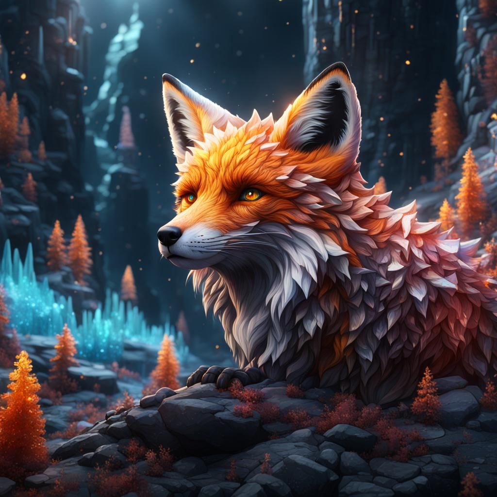 Crystallized Fox Detailed Matte Painting