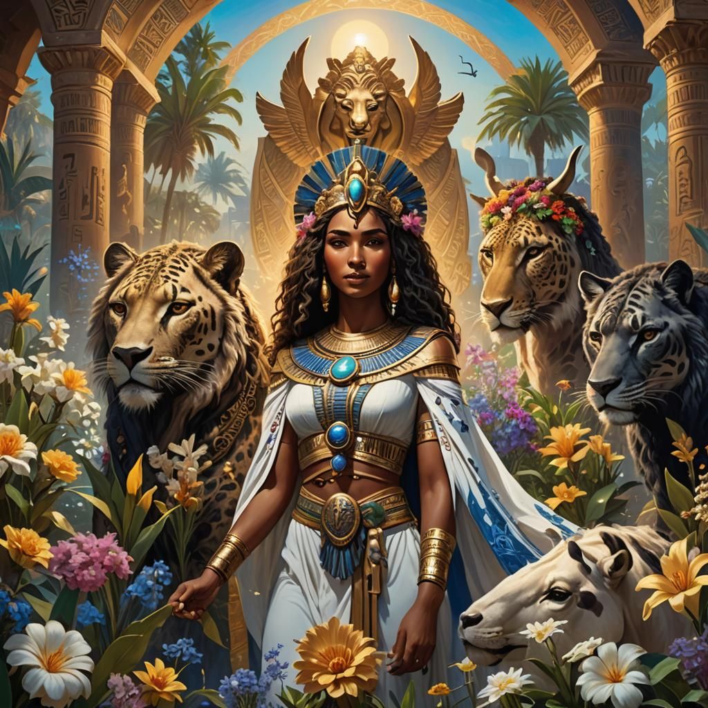 Egyptian Priestess in Nile River: Fantasy Concept Art