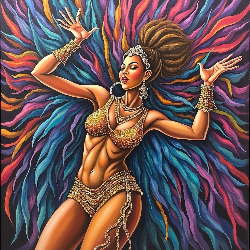 Beyoncé-Inspired Performer in a Kaleidoscopic Dance