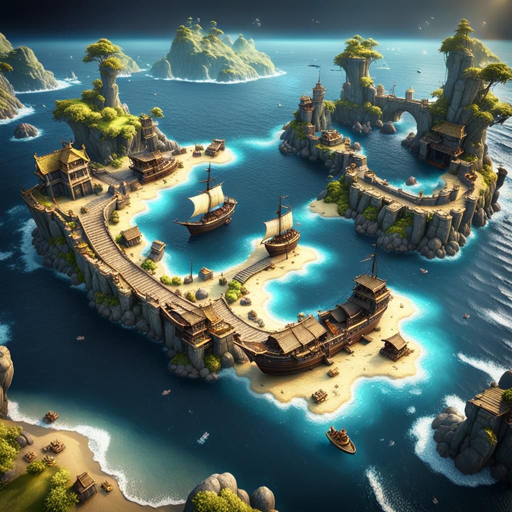 Epic Ocean Treasure Map in 3D Cinematic Style