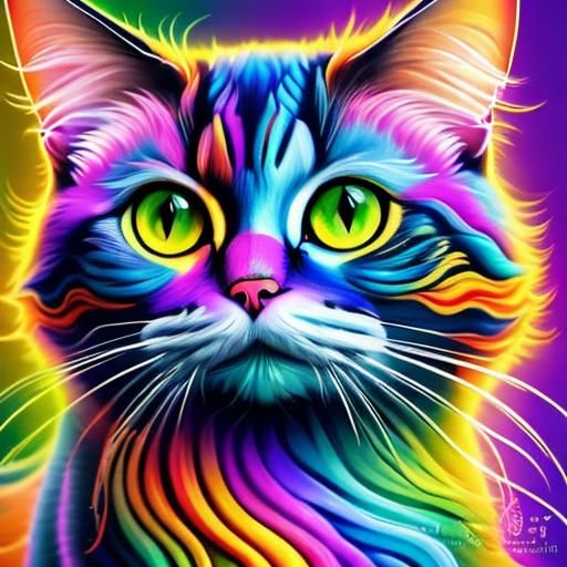 Cute Cat Face in Takashi Murakami Style