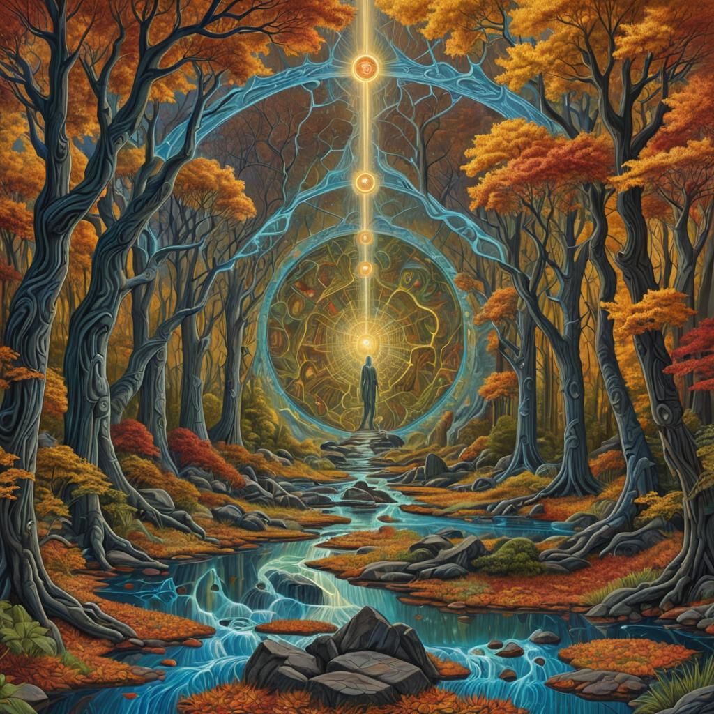 Ethereal Valley of Ancient Ones in Rotoscoped Style