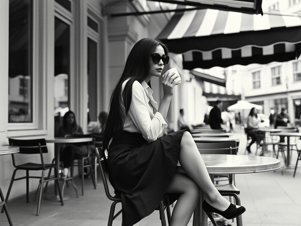 Fashionable Woman at Cafe, in Petersen Style