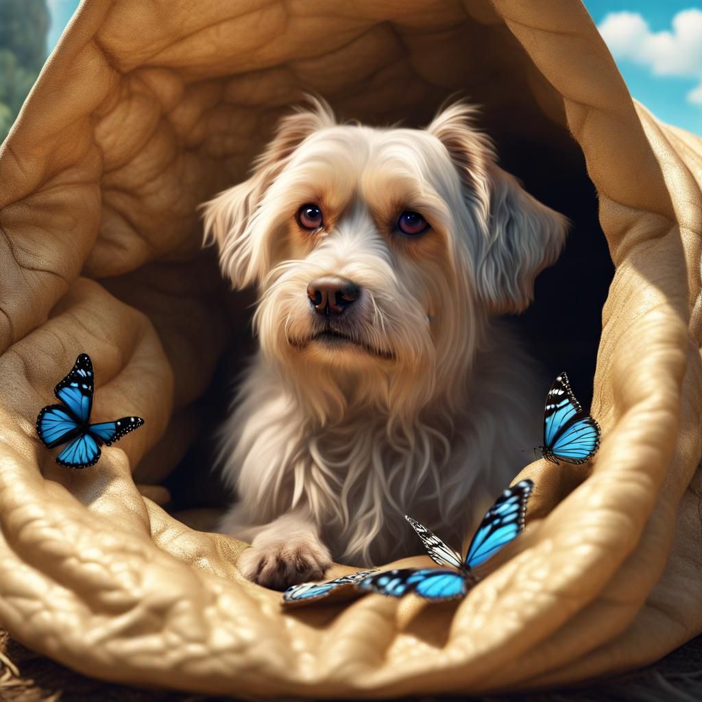 Dog Emerges as Butterfly: Epic Digital Painting