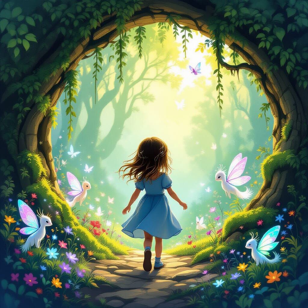 Girl Discovers Fairytale Portal in Enchanted Forest