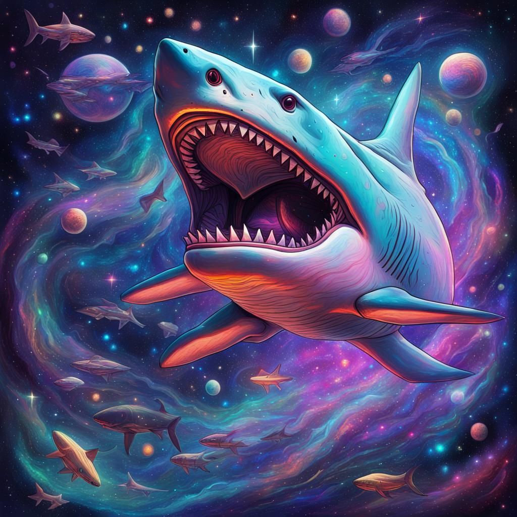 Astral Cosmic Shark in Space Illustration