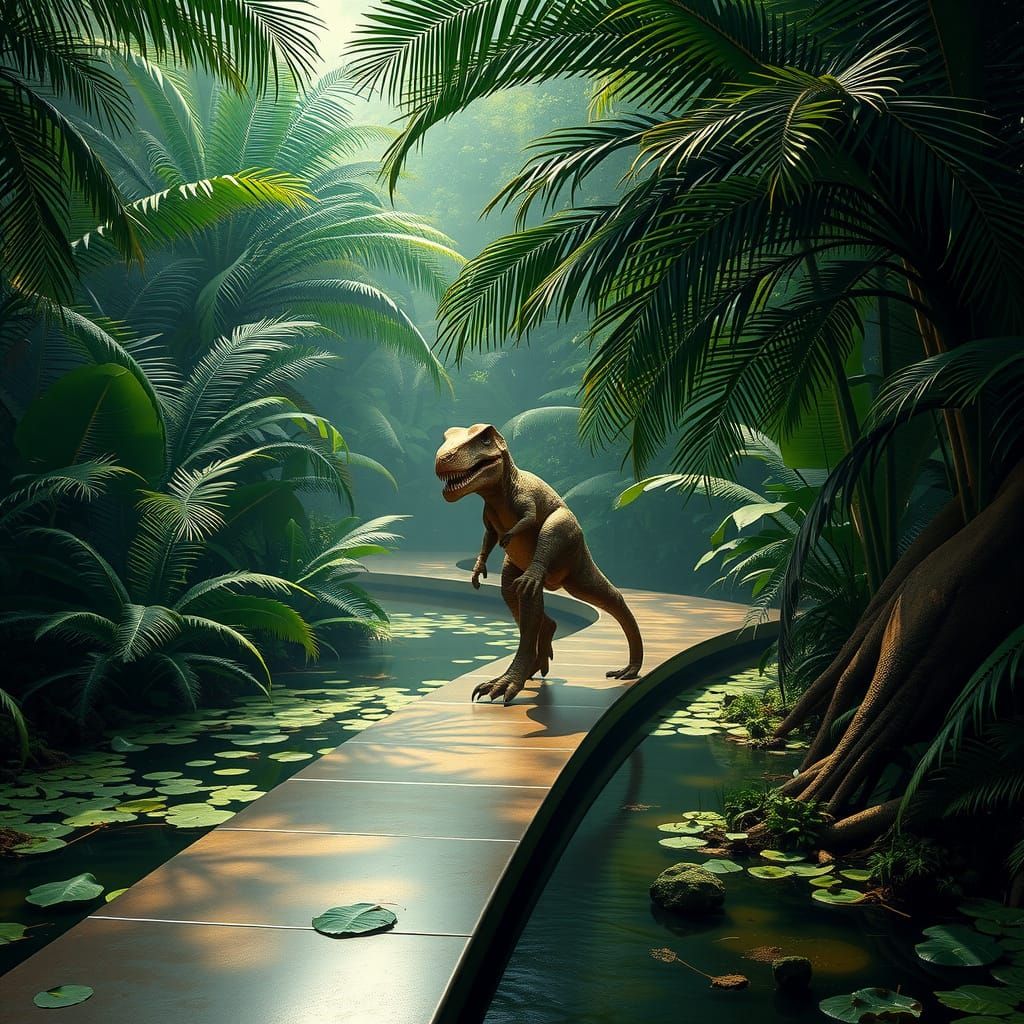 Ethereal Astral Landscape with Metallic Path and Hidden T-Re...