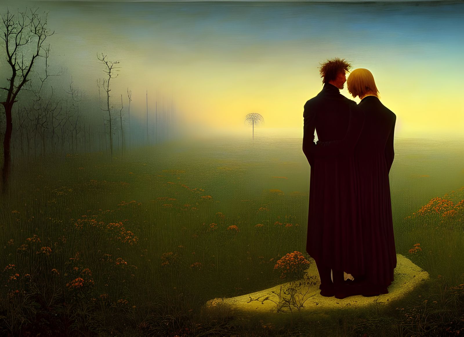 Sad Summer Landscape in Romantic Style