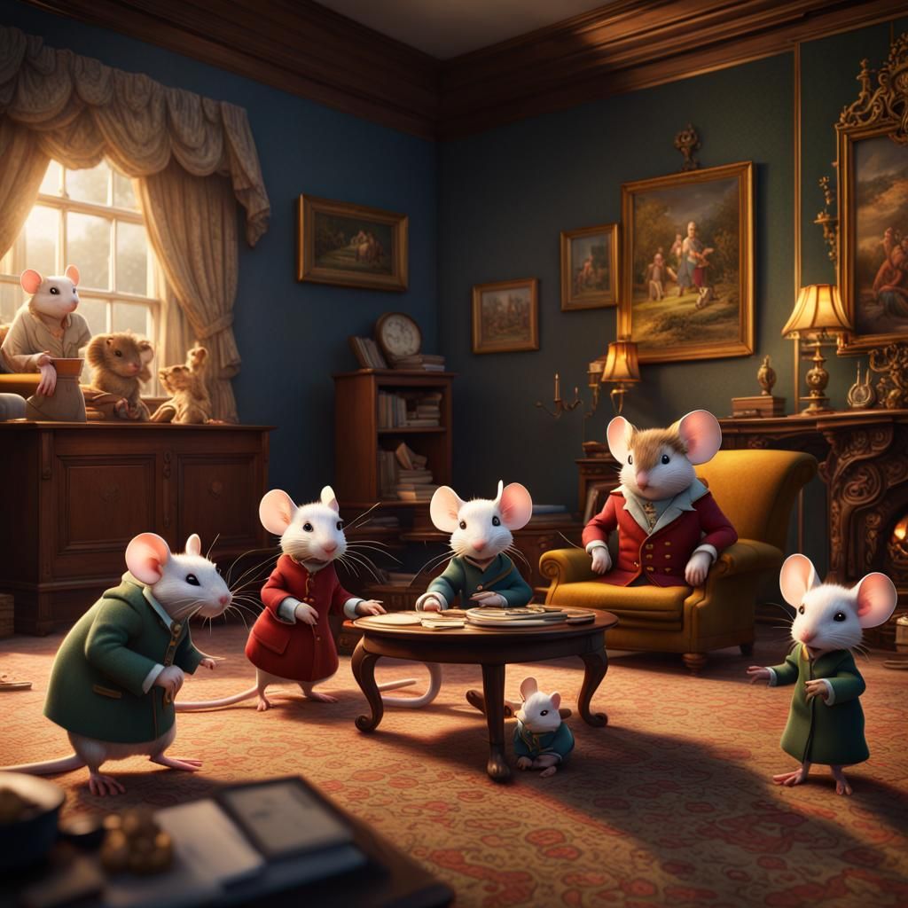 Stuart Little Family Portrait in Living Room