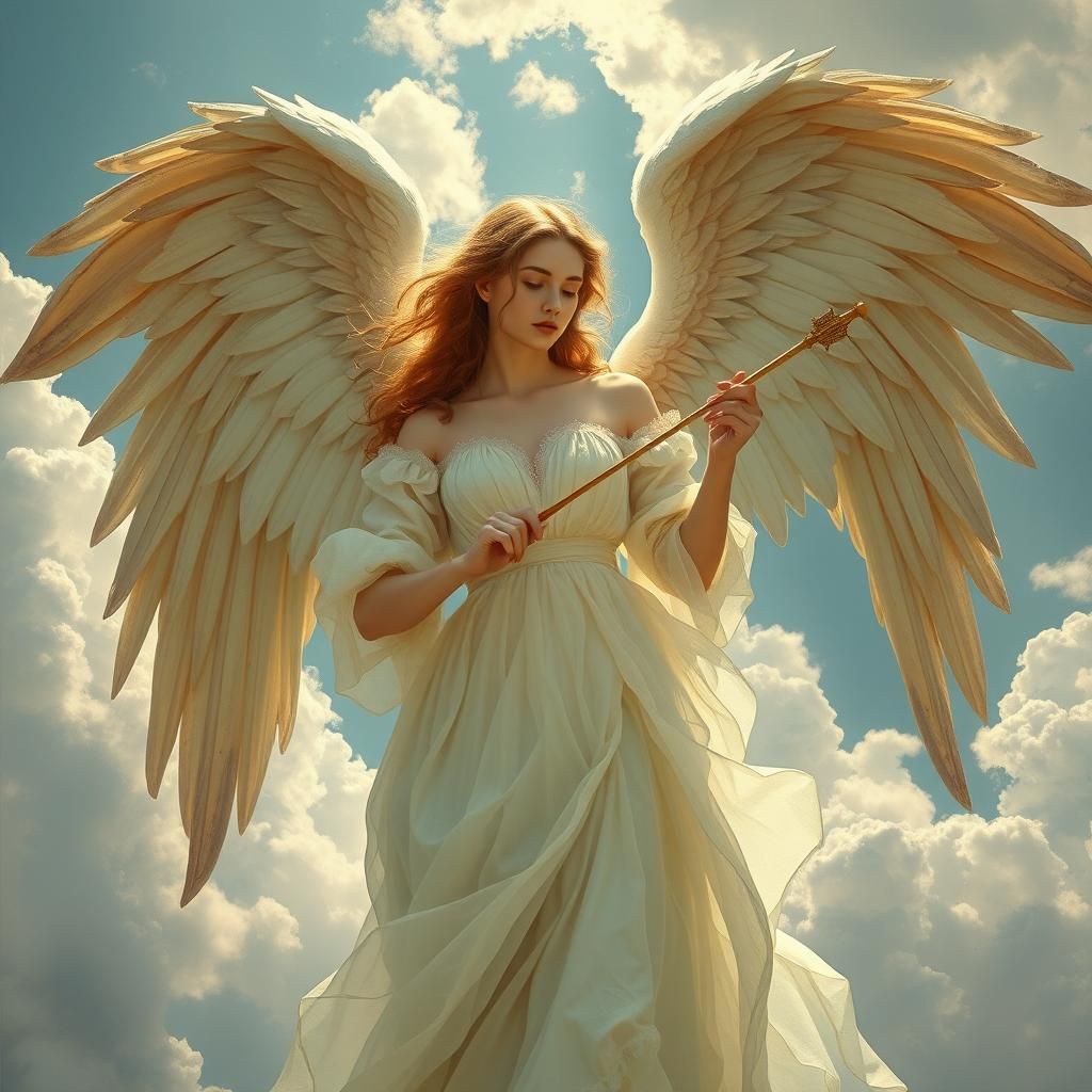 Angelic Figure Paints Sky with Cloud Dress