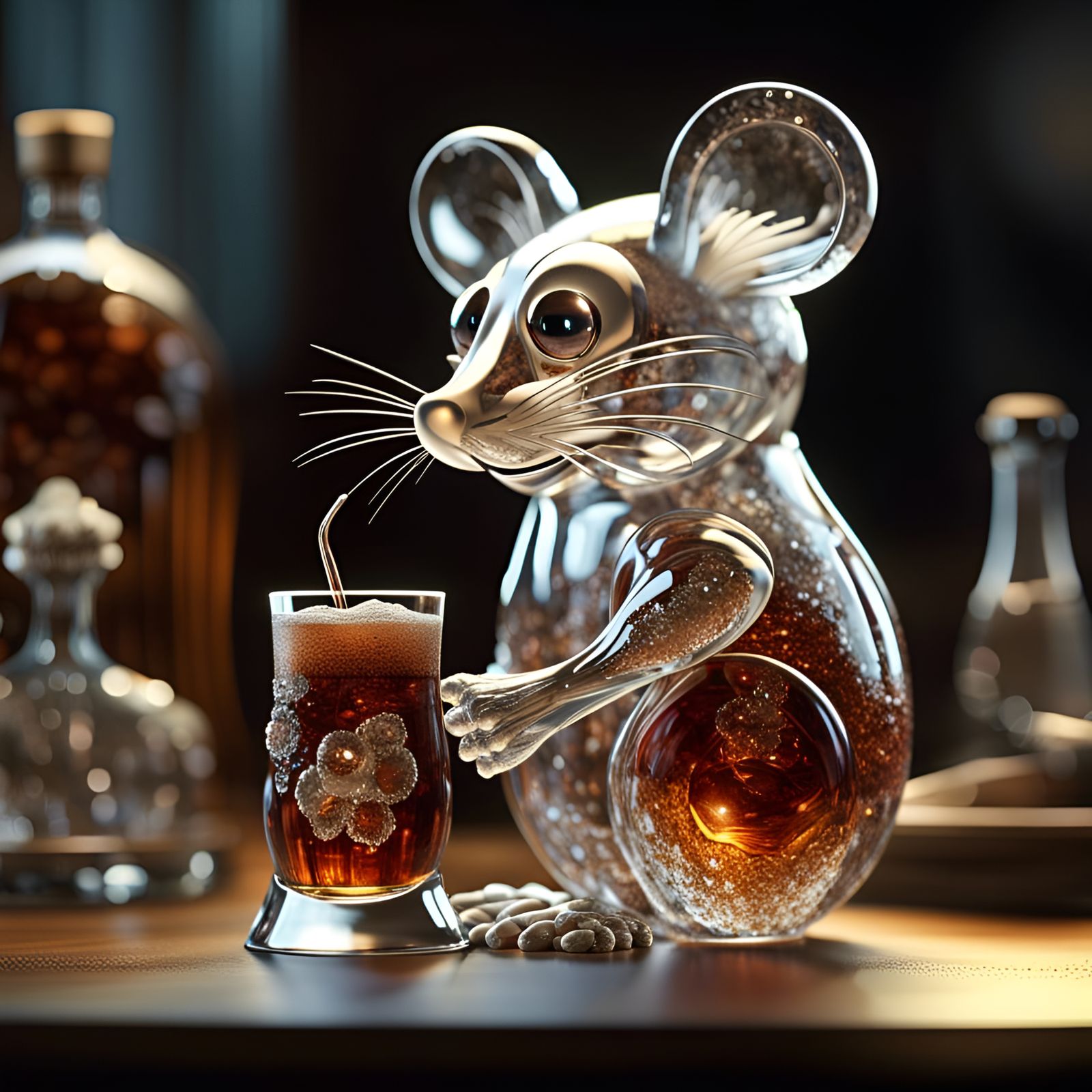 Rootbeer Mouse Drinking Rootbeer