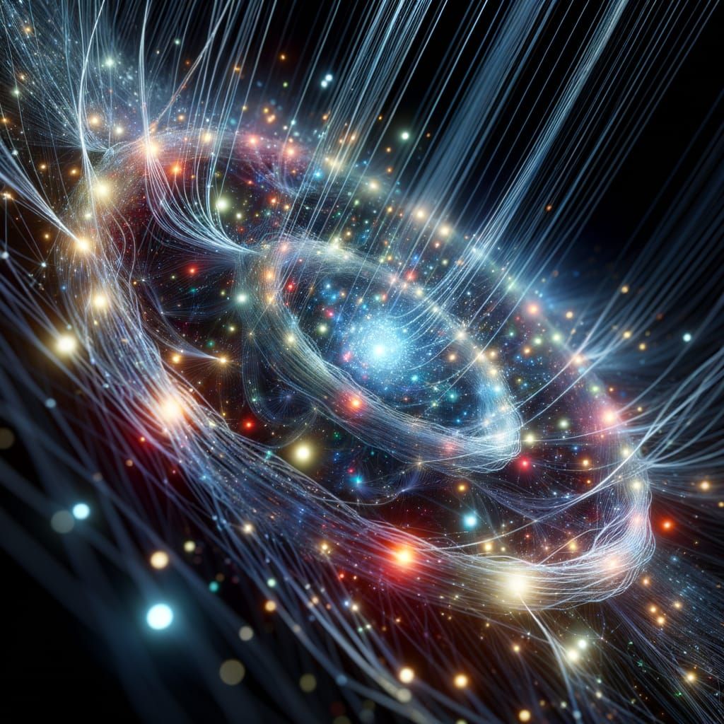 Futuristic Constellation of Glass Fibers and LED Lights